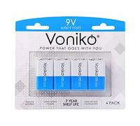 Voniko 9V Alkaline 9V Battery Pack of 4 Extra Long Life with 7 Years Durability