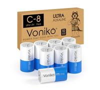VONIKO Ultra Alkaline C Batteries, C Size LR14 Batteries, 8 Pack - 10 Year Shelf Life and 6-9 Times the Power Like Carbon Batteries, C Cell 1.5 Volt Battery