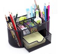 Vonimus Desk Tidy, Mesh Specific Caddy Desk Organiser Set Office Tidy Organiser Metal Pencil Pot Pencil Holder (Black)