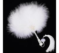 VONJUMA 1 x Fan Feather Women's Fan Feather 1920S Vintage Style Handheld Feather Fan Retro Hand Fan Women's Gatsby Costume Flapper Accessories Feather Fan for Carnival Party Costume Decoration White