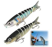 VONJUMA 2 Pieces Fishing Lures Artificial Wobbler Lure Multi-Jointed Wobbler Bait 8 Segments Multi Swimbait Kit Sinking Baits with Hooks Fantastic Fishing Gifts for Men