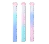 VONJUMA 3 Pieces 15 cm Ruler Meow Ruler for Measuring Underline and Draw Clean and Precise Lines Kitty Theme Ruler Plastic 15 cm for School Supplies for Office Supplies