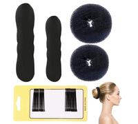 VONJUMA 4 Pieces Magic Hair Bun Maker Magic Hair Bun Upgraded Hair Holder Sponge Clips and Doughnut Tools in Black Ideal for Stylish Hair Hairstyles with Twist Curlers