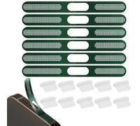 VONJUMA Dustproof Mesh Stickers for iPhone 16 Pro/16 Pro Max, Integrated Protection for Speakers and Charging Port, Anti-Dust Earpiece, Speaker Mesh, Black, with 10 USB C Dust Covers, Pack of 6