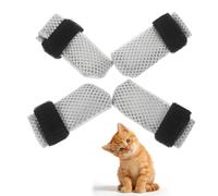 VONJUMA Pack of 4 Adjustable Mesh Cat Shoes, Breathable Cat Paw Protection, Cat Boots for Bathing Pets, Cutting Nails, Check, Grey, M