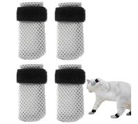 VONJUMA Pack of 4 Adjustable Mesh Cat Shoes, Breathable Cat Paw Protection, Cat Boots for Bathing Pets, Cutting Nails, Check, Grey, M