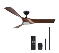 VONLUCE 52 Inch Ceiling Fan with Light Remote Control, 132 cm Modern Ceiling Fan with 3 Blades & Reversible DC Motor, Dimmable Timed Lighting for Living Room Bedroom, Walnut