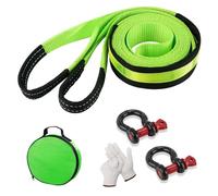 VonLux 5m Towing Rope, 10 Tonnes, Heavy Duty, Polyester, Green, with Buckle, Gloves, Carrying Bag, Reflective