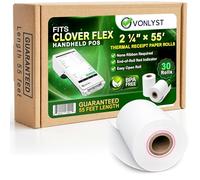Vonlyst Clover Flex Paper Rolls 2 1/4" x 55’ Thermal Receipt Paper - 30 Rolls Pack - BPA Free POS Printer & Credit Card Machine Compatible C400 C401 C403 C405 C406