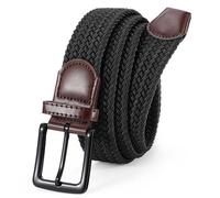 VONMELLI Elastic Belt for Men, Mens Belts Casual for Jeans Pants Woven Braided Web Belt for Golf 1.3 inches Width Black-coffee Buckle Up to 43"