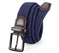 VONMELLI Elastic Belt for Men, Mens Belts Casual for Jeans Pants Woven Braided Web Belt for Golf 1.3 inches Width Blue Up to 51"