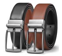 VONMELLI Leather Reversible Belt for Men - 1 3/8" Dress Belt with 2 Styles in One