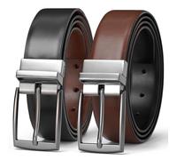 VONMELLI Leather Reversible Belt for Men - 1 3/8" Dress Belt with 2 Styles in One