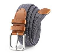 VONMELLI Mens Belt Elastic Belts for Men Stretch Braided Fabric Belts Casual Black Woven Golf Belt for Jeans Grey L