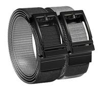 VONMELLI Men's Nylon Ratchet Belt 1 3/8" Reversible Web Casual Belt for Work Golf Hiking Pants Jeans 2 In 1 Black/Grey Waist Size Up to 46"