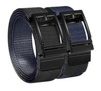 VONMELLI Men's Nylon Ratchet Belt 1 3/8" Reversible Web Casual Belt for Work Golf Hiking Pants Jeans 2 In 1 Black/Navy Waist Size Up to 46"