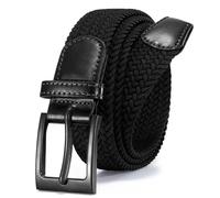 VONMELLI Nickle Free No Metal Belt for Men, TSA Approved Hypoallergenic Elastic Stretch Braided Belt Men Black Fit Waist 39''-42''