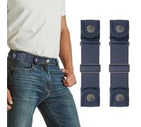 VONMELLI No Buckle Belts for Men Women, 2 Pack Buckless Stretchy Side Belts Adjustable Invisible Belt for Jeans Pants Blue Fit Loop Size 7"-9"