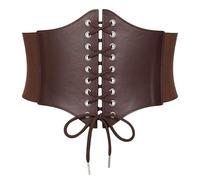 VONMELLI Renaissance Corset Belt for Women Lace-up Wide Elastic Waist Belts | Retro Hight Waist Elastic Belt Stretch Side PU Leather Tied Waspie Belts for Halloween Costume Parties