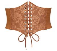 VONMELLI Renaissance Corset Belt for Women Lace-up Wide Elastic Waist Belts | Retro Hight Waist Elastic Belt Stretch Side PU Leather Tied Waspie Belts for Halloween Costume Parties