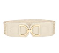 VONMELLI Straw Woven Elastic Belt for Women Dress Stretchy Boho Belt Wide Raffia Rattan Braided Waist Belts with Gold Buckle Beige XL