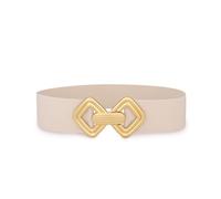 VONMELLI Women Wide Elastic Belt Vintage Stretchy Waistband with Retro Gold Buckle for Dresses Beige Fit Waist Size 25"-28"