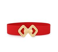 VONMELLI Women Wide Elastic Belt Vintage Stretchy Waistband with Retro Gold Buckle for Dresses Red Fit Waist Size 25"-28"