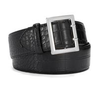 VONMELLI Women Wide Leather Belt for Jeans Dress Fashion Belts for Women Gold Buckle Ladies Waist Belt for Coat with Square Buckle Black with Silver Buckle L