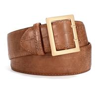 VONMELLI Women Wide Leather Belt for Jeans Dress Fashion Belts for Women Gold Buckle Ladies Waist Belt for Coat Brown Gold Buckle M