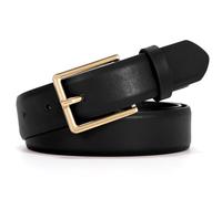 VONMELLI Women's Belt for Jean Dress, Black Leather Belt for Women Fashion Ladies Belt with Fashion Bright Gold Buckle Fit for Waist Size 38''-42''