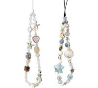 VONMISTO 2 Pack Beach Series Phone Charms Strap Accessories, Beaded Wrist with Starfish Pendant, Universal Anti-Lost Phone Bracelet Strap for All Smartphones