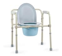 VONOYA Lightweight Foldable Bedside Commode w Removable Bed Pan, Portable Chair with Build-in Toilet for Disabled People The Elderly & Others up to 136kg, Adjustable Height Folding Stool