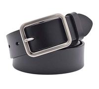 VONSELY Womens Leather Belt for Jeans, Black Leather Waist Belts with Pin Buckles, Black Style2, Suit Waistline 35"-37"