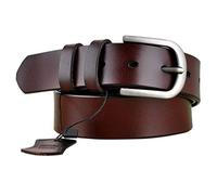 VONSELY Womens Leather Belts for Jeans, Women Leather Waist Belts for Pants, Wide Coffee, Suit Waistline 34"-37"