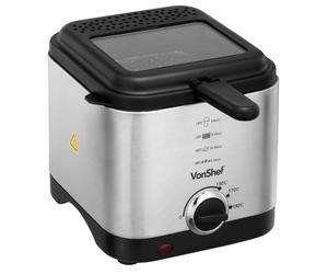VonShef 1.5L Compact Deep Fat Fryer with Non-Stick Coating - 900W Chip Fryer