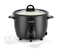 Vonshef Rice Cooker 1.8L - Electric Rice Cookers Large for 8 with Keep Warm Function, Rice Steamer with Removable Non-Stick Pot, Measuring Cup and Spatula - 700W, Black