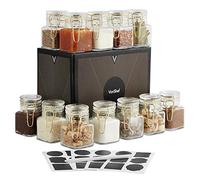 VonShef 12 Clip Top Glass Jars 4oz / 125ml with Labels - Storage Canning & Preserving Reusable Stickers & Chalk (Gold)