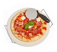 VonShef 13 Inch Ceramic Pizza Stone with Pizza Cutter Set in Grey VonShef Grey