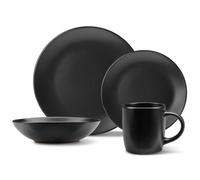 Vonshef 16Pc Matte Black Dinner Set, Dinnerware Set Of 16 Pieces, Includes Dinner Plate, Side Plate, Bowl & Mugs, Dinner Table Set
