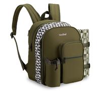VonShef 2 Person Picnic Backpack with Full Dining Set & Blanket in Green VonShef Green