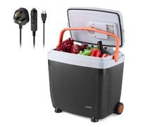 Vonshef 28L Electric Cool Box, Insulated Cooler With Wheels, Hot/cold Function, 3-Pin Plug, Usb-A & 12V Car Plug Power Options