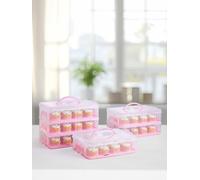 3 Tier Cupcake Carrier Pink