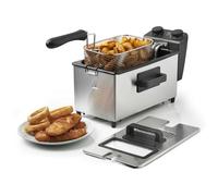 VonShef Deep Fat Fryer 3L Capacity 2000W - Cooks up to 1kg of Food, Stainless Steel Fryer for Chips & More, Adjustable Thermostat, Non-Slip, Easy Clean, Non-Stick Removable Oil Container & Basket
