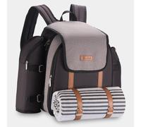 4 Person Picnic Backpack with Blanket VonShef Grey One Size