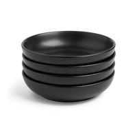 Vonshef 4Pc Matte Black Pasta Bowl Set, Ceramic Pasta Bowls, Large Italian Bowls
