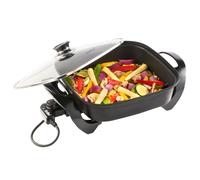 VonShef 5L Glass Lid Square Electric Frying Pan in Black VonShef Black