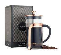 VonShef 8 Cup Cafetiere, 1L French Press, Heat Resistant Borosilicate Glass & Stainless Steel Copper Design, Filter Coffee Maker with Plunger