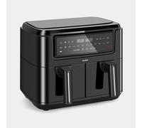 VonShef Dual Air Fryer 9L - 2 Silicone Liners, Double Large Family Size, XL Capacity, 2 Drawers, 12-In-1 Presets, LED Display, Smart Finish, 60 Minute