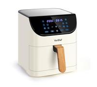 VonShef Air Fryer 6L - 1500W Compact 10-In-1 Airfryer, Rapid Air Technology, Digital LED Display, Nordic Design, 60 Min Timer, Non-Stick & Dishwasher-Safe, Healthy Oil-Free Cooking - Fika Range, Cream