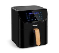 VonShef Air Fryer 6L - 1500W Compact 10-In-1 Airfryer, Rapid Air Technology, Digital LED Display, Nordic Design, 60 Min Timer, Non-Stick & Dishwasher-Safe, Healthy Oil-Free Cooking - Fika Range, Black